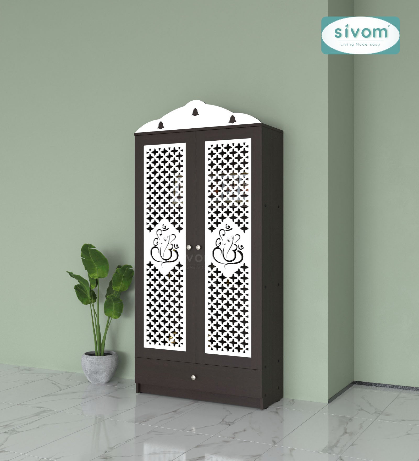 Sivom SIVOM Spree Home Temple/Pooja Unit/Home Mandir/ Engineered Wood Home Temple (Height: 167, Knock Down) for Modern Homes | Elegant Design & Premium Finish