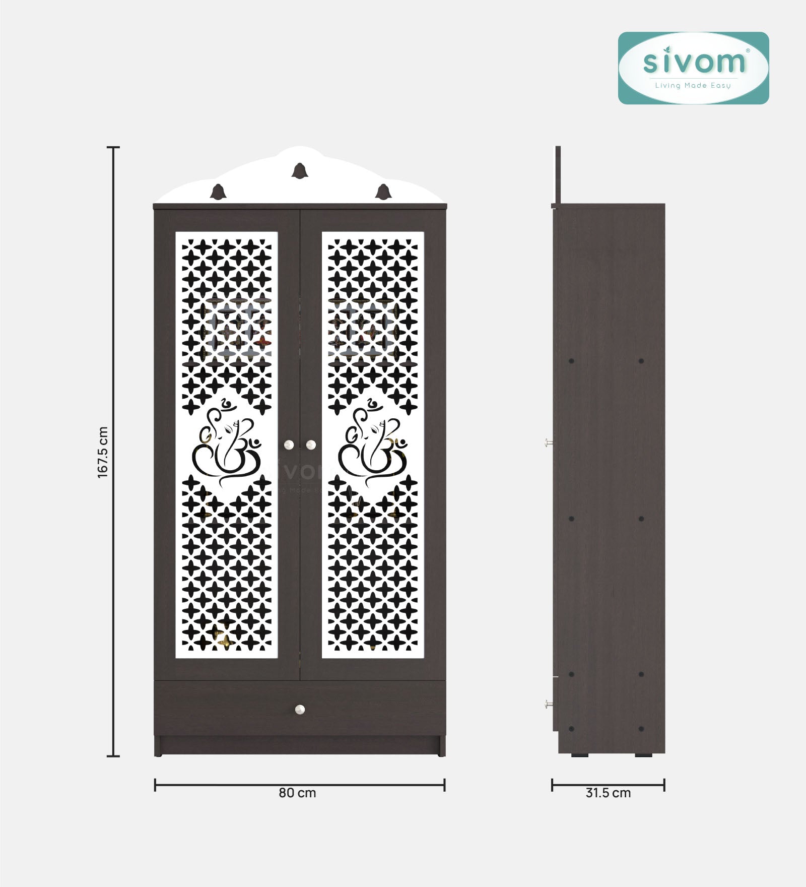 Sivom SIVOM Spree Home Temple/Pooja Unit/Home Mandir/ Engineered Wood Home Temple (Height: 167, Knock Down) for Modern Homes | Elegant Design & Premium Finish