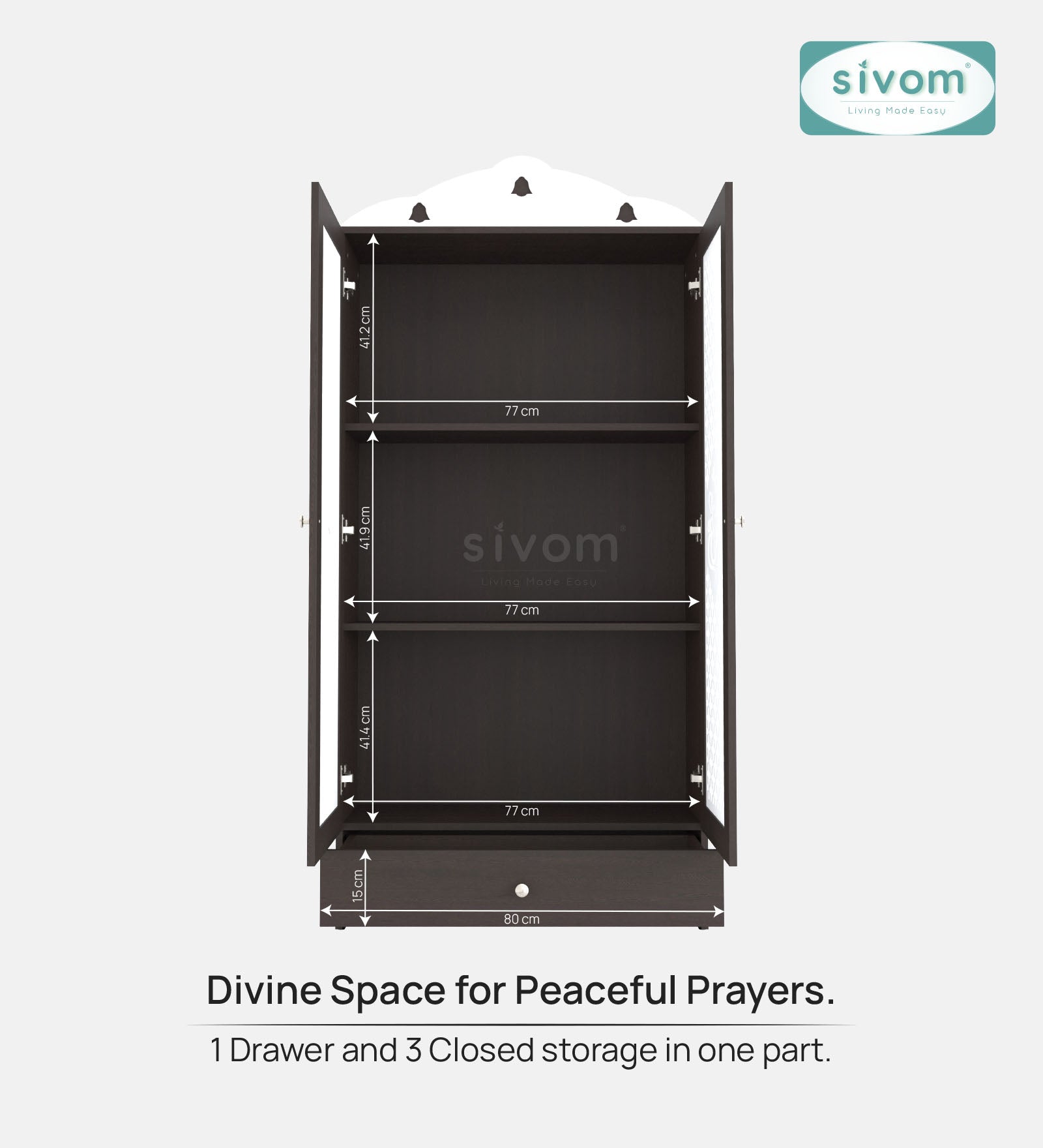 Sivom SIVOM Spree Home Temple/Pooja Unit/Home Mandir/ Engineered Wood Home Temple (Height: 167, Knock Down) for Modern Homes | Elegant Design & Premium Finish