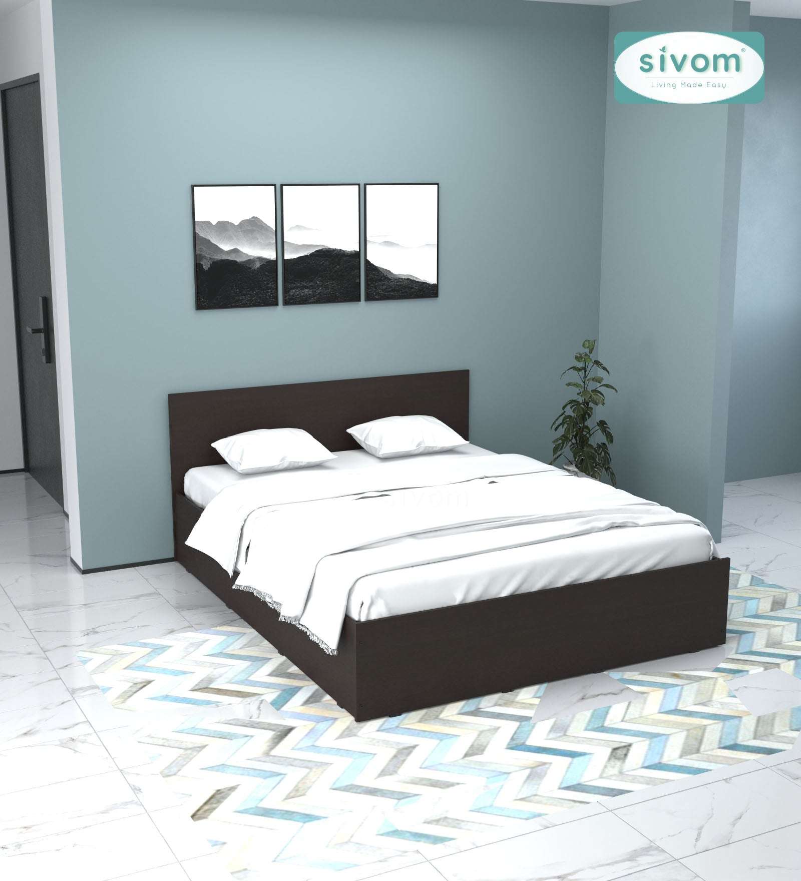 Sivom furniture SIVOM Stark Bed with Storage Engineered Wood queen Bed Engineered Wood Queen Bed (Delivery Condition - Knock Down)