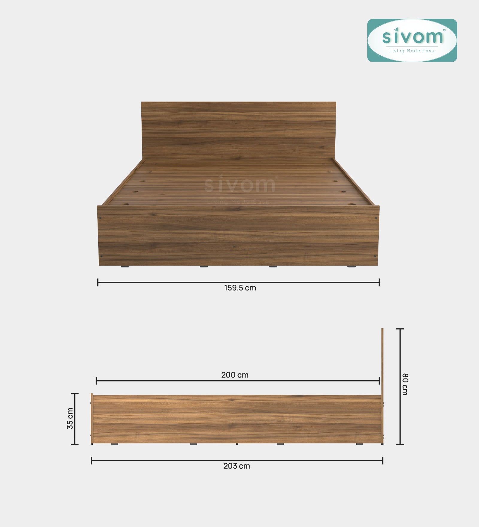 Sivom furniture SIVOM Stark Bed with Storage Engineered Wood queen Bed Engineered Wood Queen Bed (Delivery Condition - Knock Down)