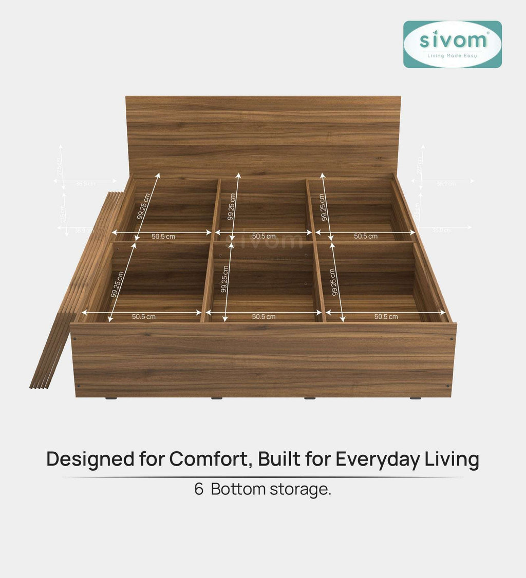 Sivom furniture SIVOM Stark Bed with Storage Engineered Wood queen Bed Engineered Wood Queen Bed (Delivery Condition - Knock Down)