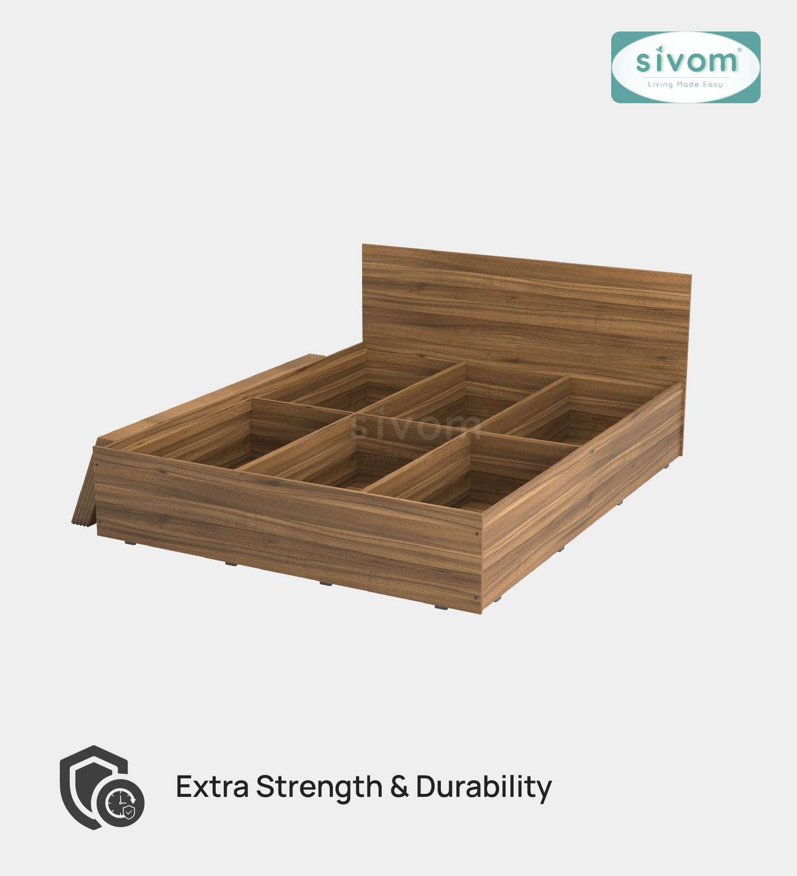 Sivom furniture SIVOM Stark Bed with Storage Engineered Wood queen Bed Engineered Wood Queen Bed (Delivery Condition - Knock Down)