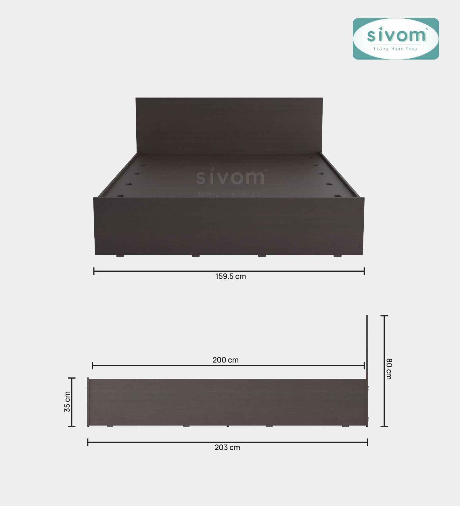 Sivom furniture SIVOM Stark Bed with Storage Engineered Wood queen Bed Engineered Wood Queen Bed (Delivery Condition - Knock Down)