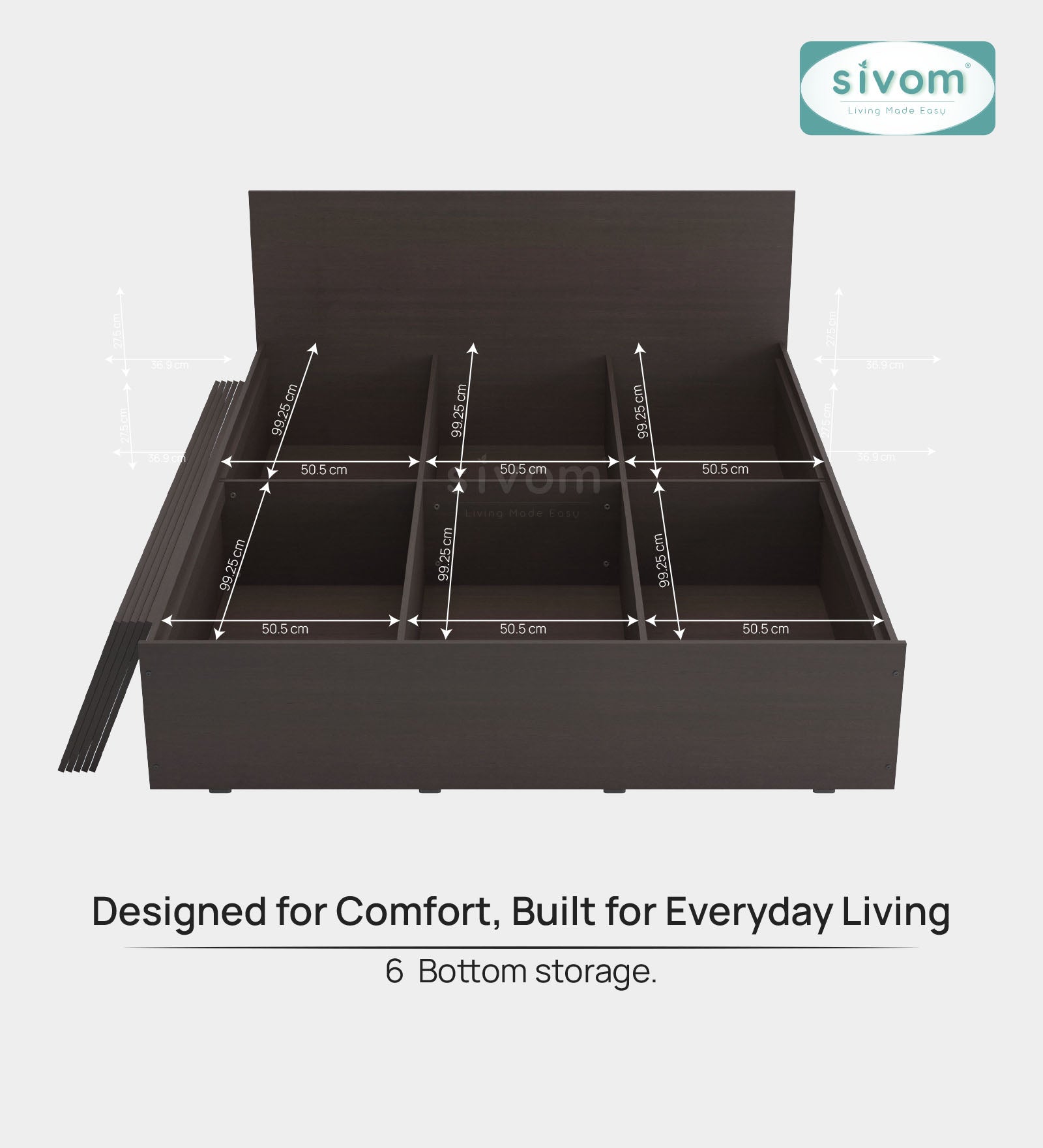 Sivom furniture SIVOM Stark Bed with Storage Engineered Wood queen Bed Engineered Wood Queen Bed (Delivery Condition - Knock Down)