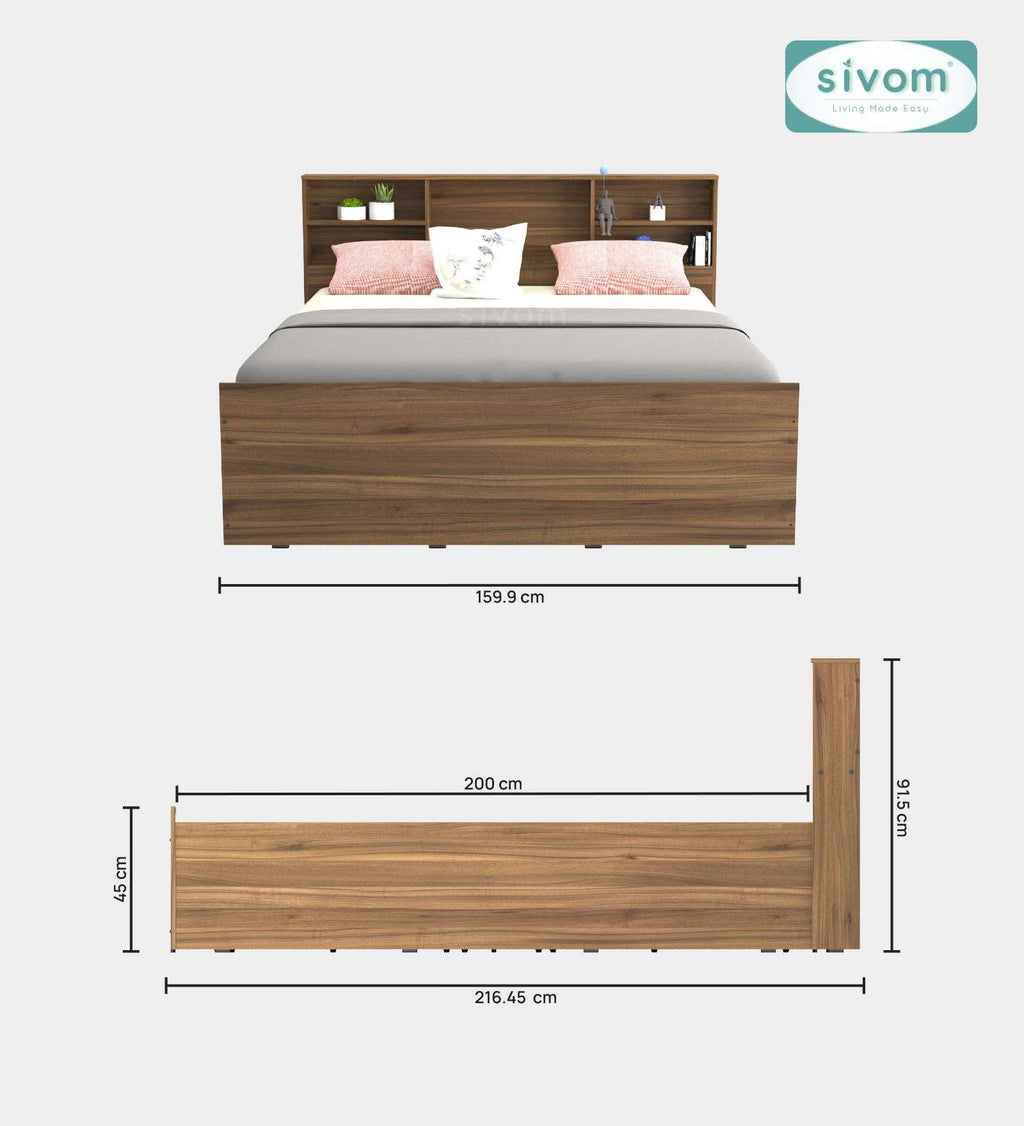 Sivom furniture SIVOM Sylvia Bed with Storage Engineered Wood queen Bed Engineered Wood Queen Bed (Delivery Condition - Knock Down)
