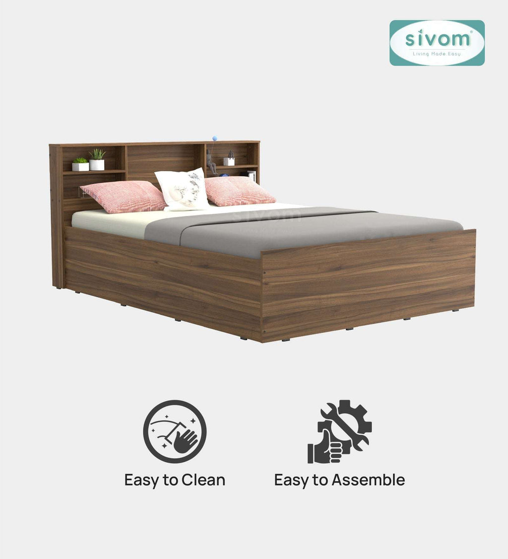 Sivom furniture SIVOM Sylvia Bed with Storage Engineered Wood queen Bed Engineered Wood Queen Bed (Delivery Condition - Knock Down)