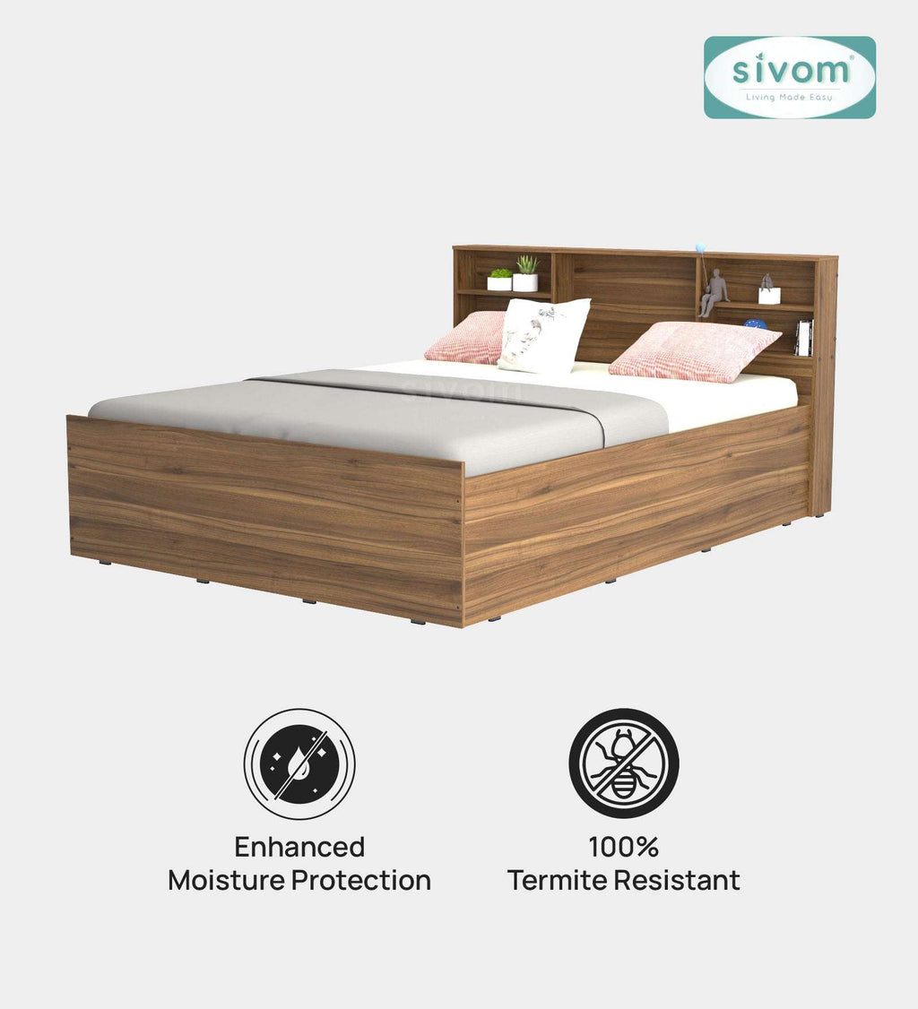 Sivom furniture SIVOM Sylvia Bed with Storage Engineered Wood queen Bed Engineered Wood Queen Bed (Delivery Condition - Knock Down)