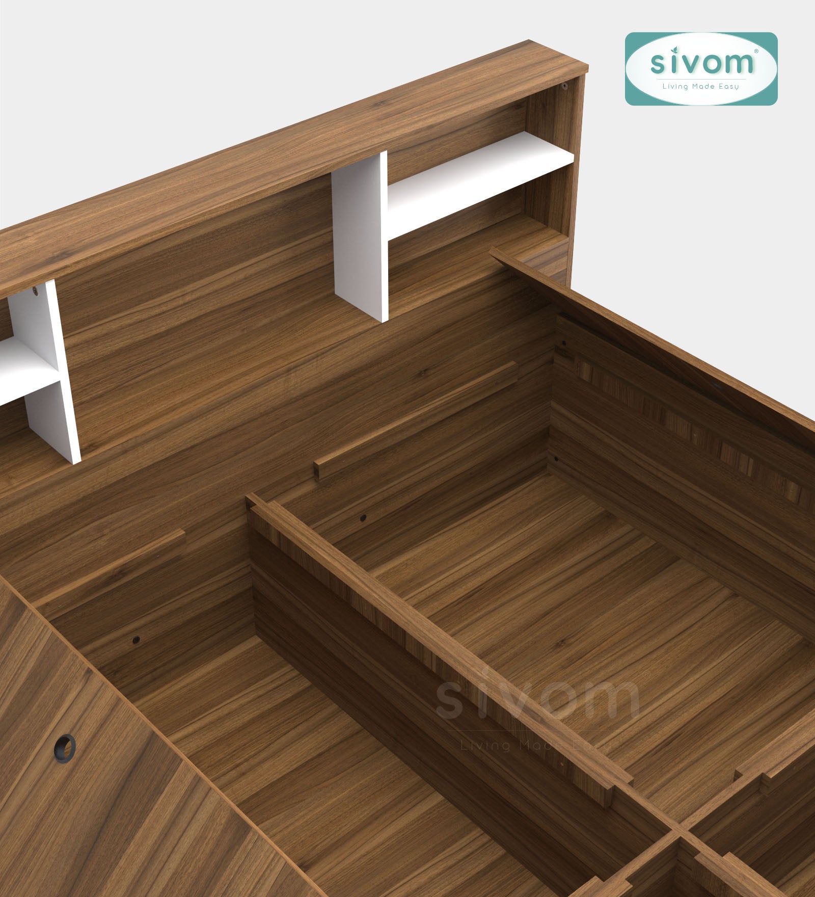 Sivom furniture SIVOM Sylvia Bed with Storage Engineered Wood queen Bed Engineered Wood Queen Bed (Delivery Condition - Knock Down)