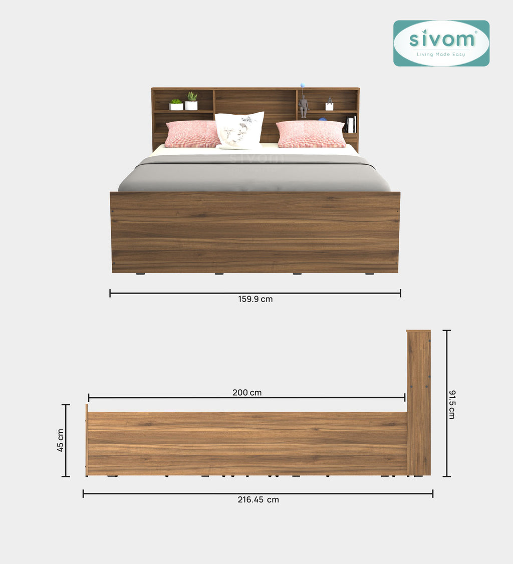 Sivom furniture SIVOM Sylvia Bed with Storage Engineered Wood queen Bed Engineered Wood Queen Bed (Delivery Condition - Knock Down)