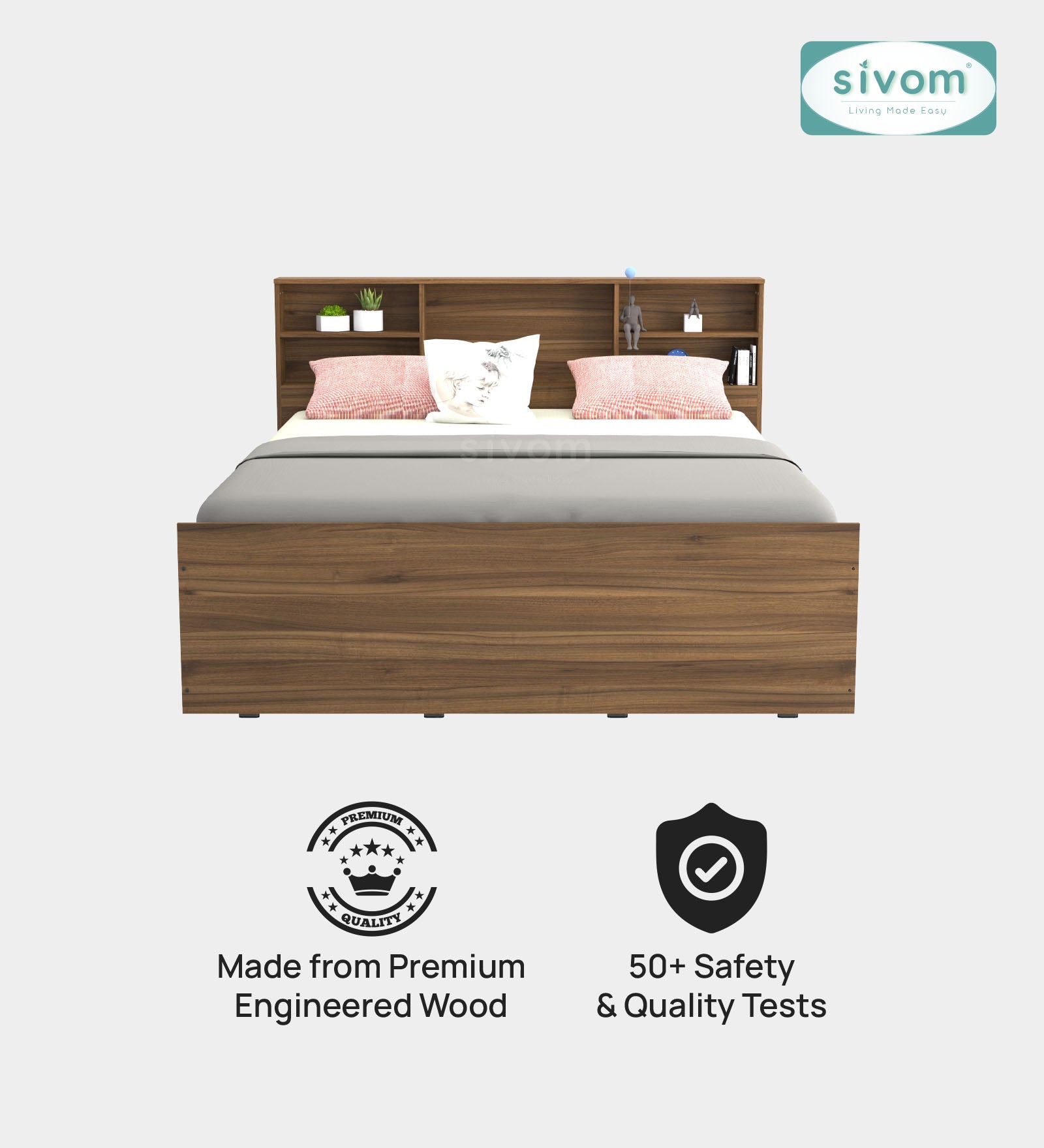 Sivom furniture SIVOM Sylvia Bed with Storage Engineered Wood queen Bed Engineered Wood Queen Bed (Delivery Condition - Knock Down)