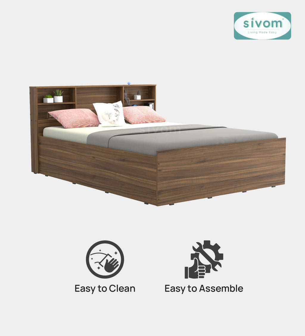 Sivom furniture SIVOM Sylvia Bed with Storage Engineered Wood queen Bed Engineered Wood Queen Bed (Delivery Condition - Knock Down)