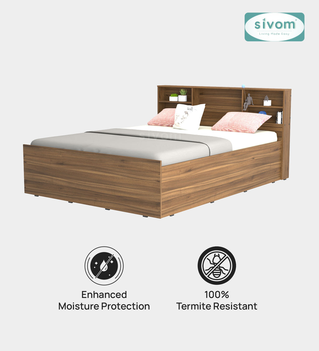Sivom furniture SIVOM Sylvia Bed with Storage Engineered Wood queen Bed Engineered Wood Queen Bed (Delivery Condition - Knock Down)