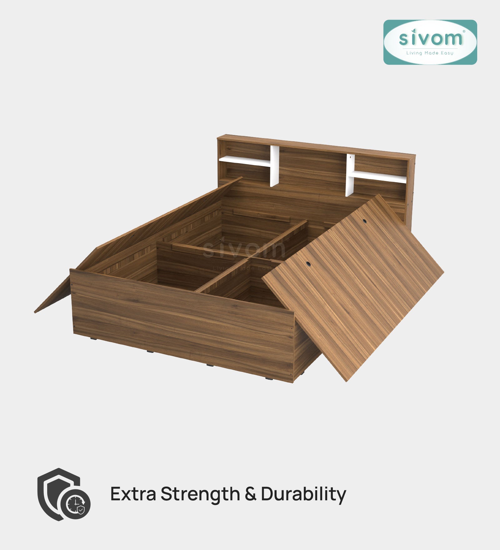 Sivom furniture SIVOM Sylvia Bed with Storage Engineered Wood queen Bed Engineered Wood Queen Bed (Delivery Condition - Knock Down)