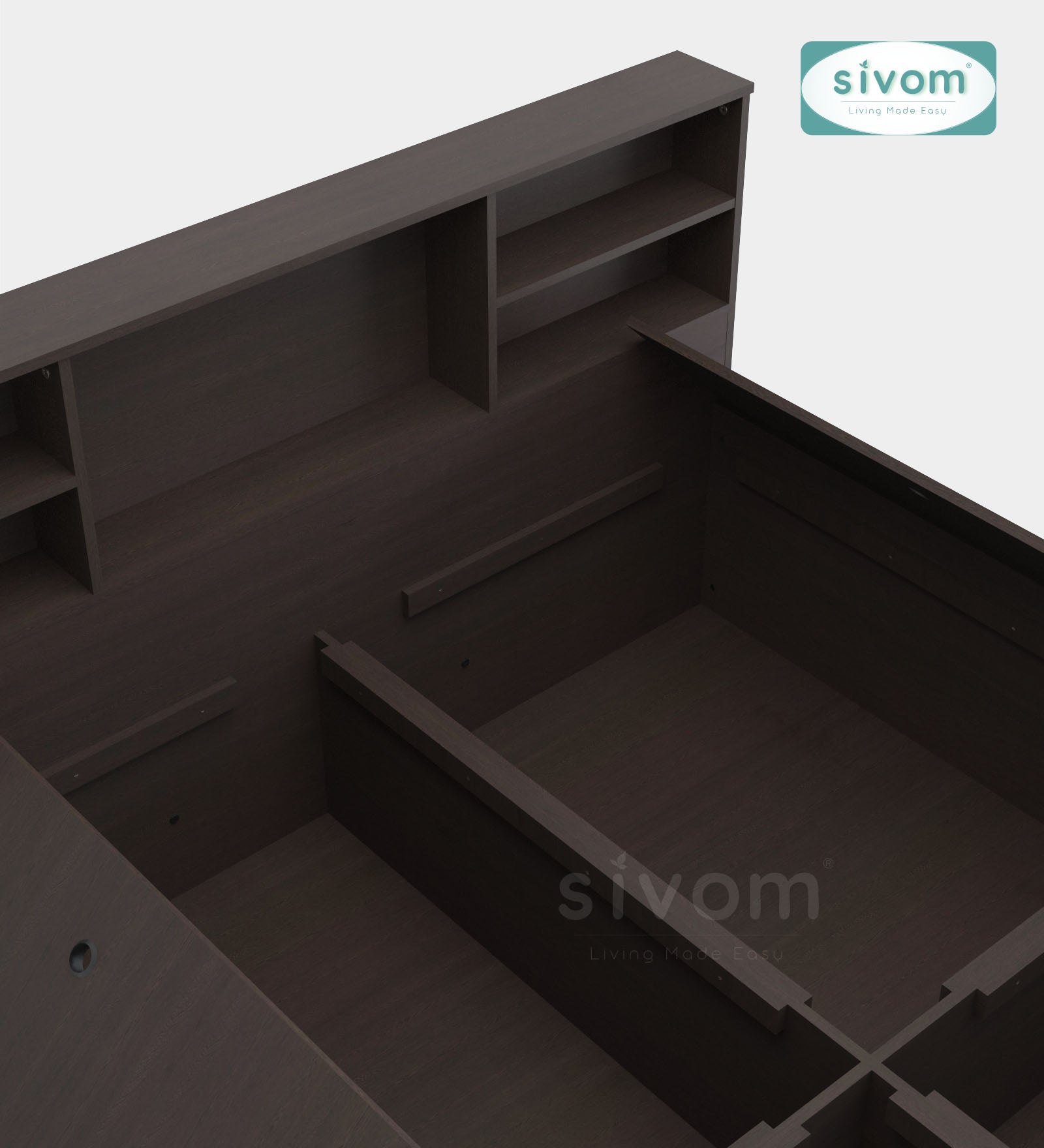 Sivom furniture SIVOM Sylvia Bed with Storage Engineered Wood queen Bed Engineered Wood Queen Bed (Delivery Condition - Knock Down)