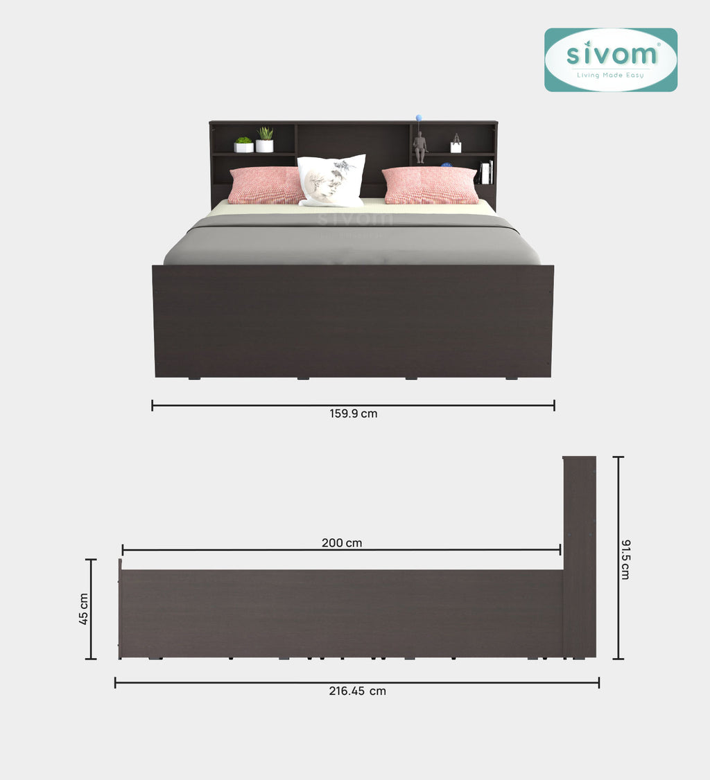 Sivom furniture SIVOM Sylvia Bed with Storage Engineered Wood queen Bed Engineered Wood Queen Bed (Delivery Condition - Knock Down)