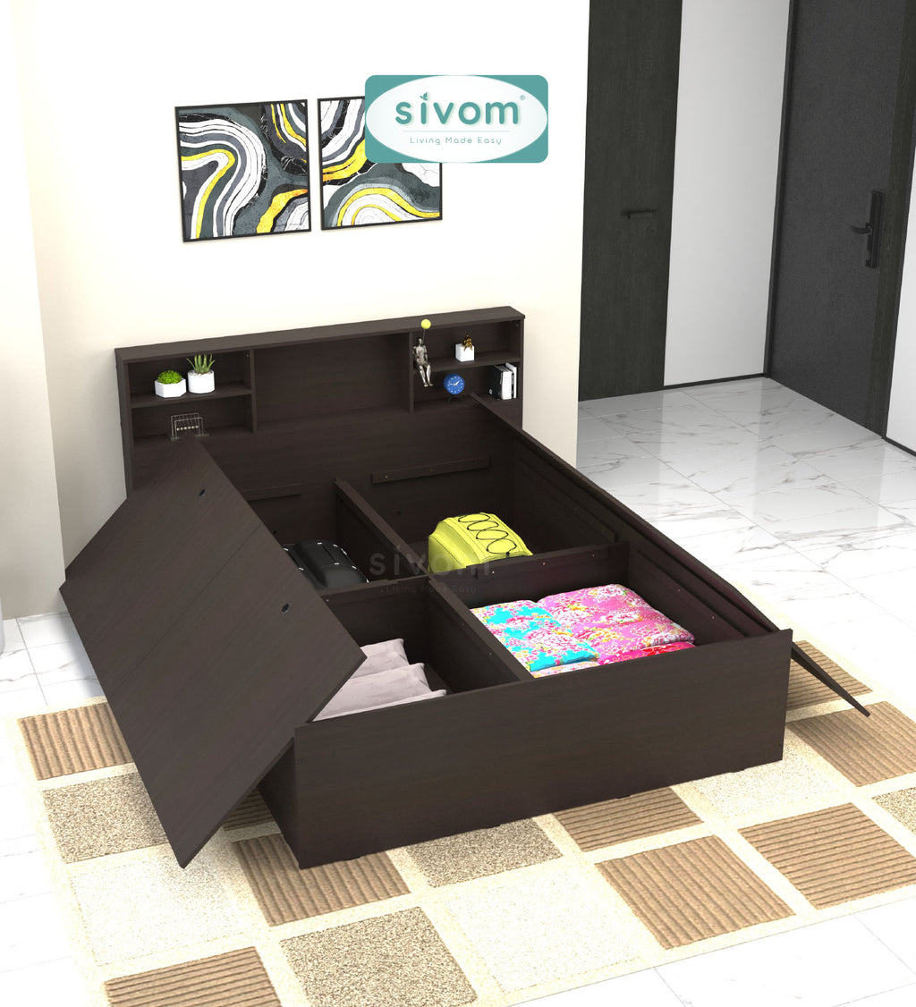 Sivom furniture SIVOM Sylvia Bed with Storage Engineered Wood queen Bed Engineered Wood Queen Bed (Delivery Condition - Knock Down)