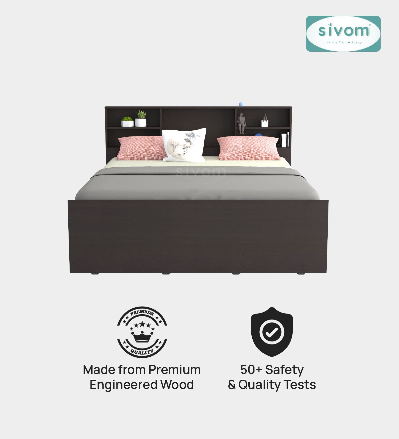 Sivom furniture SIVOM Sylvia Bed with Storage Engineered Wood queen Bed Engineered Wood Queen Bed (Delivery Condition - Knock Down)