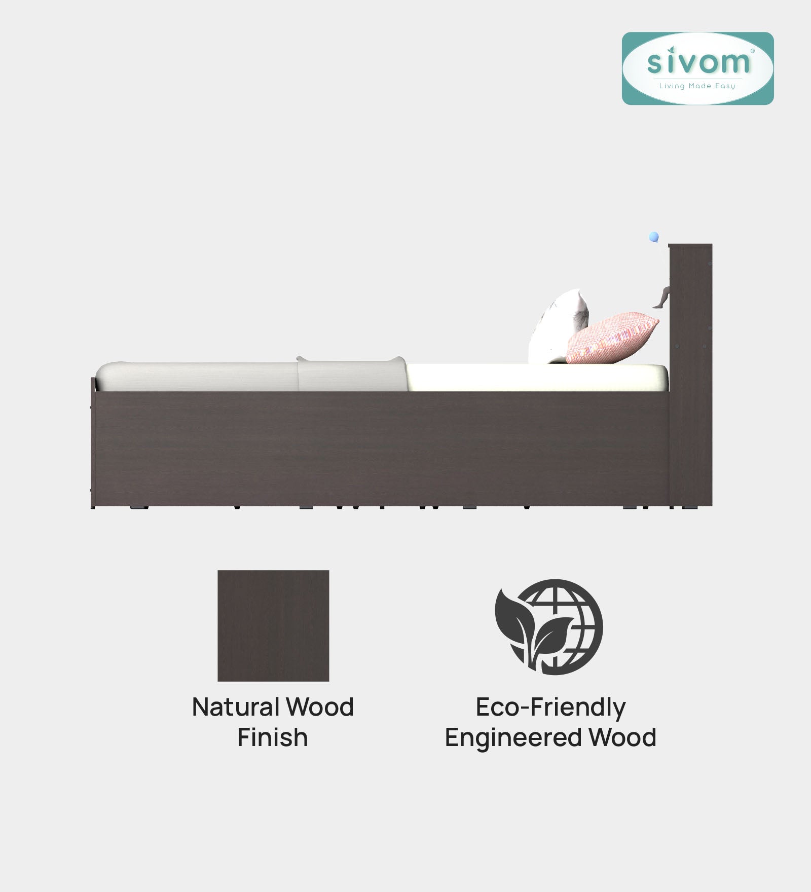 Sivom furniture SIVOM Sylvia Bed with Storage Engineered Wood queen Bed Engineered Wood Queen Bed (Delivery Condition - Knock Down)