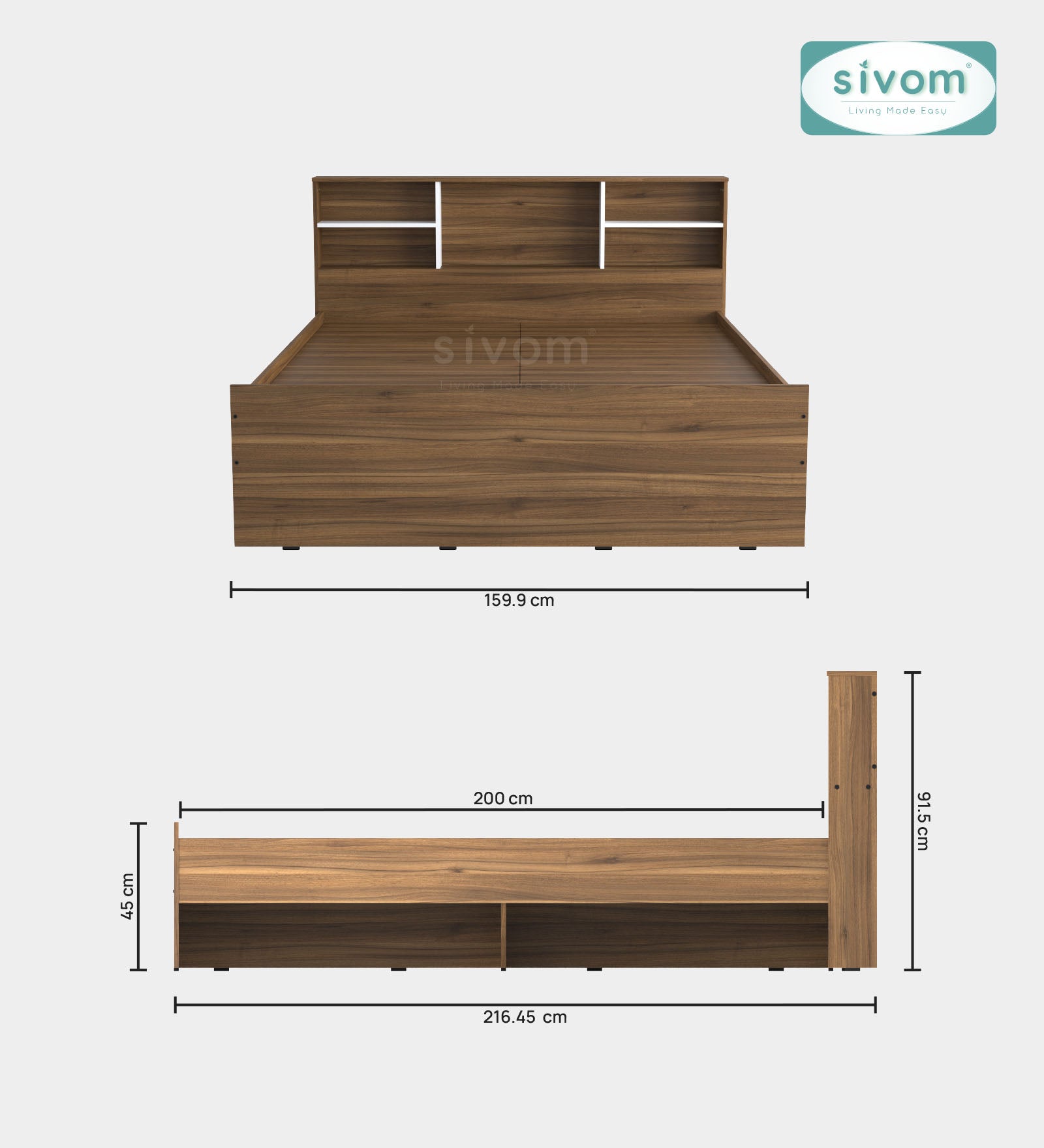 Sivom SIVOM Sylvia Box Bed without Storage Engineered Wood Queen Box Bed for Modern Homes | Elegant Design & Premium Finish