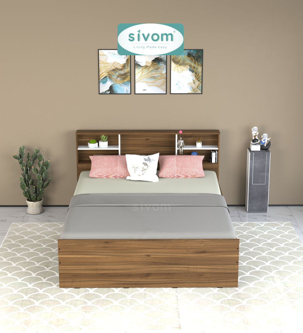 Sivom SIVOM Sylvia Box Bed without Storage Engineered Wood Queen Box Bed for Modern Homes | Elegant Design & Premium Finish
