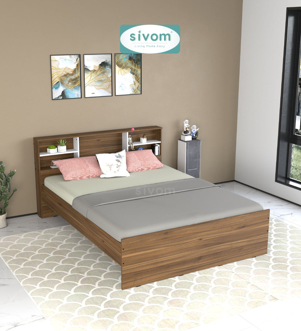 Sivom SIVOM Sylvia Box Bed without Storage Engineered Wood Queen Box Bed for Modern Homes | Elegant Design & Premium Finish