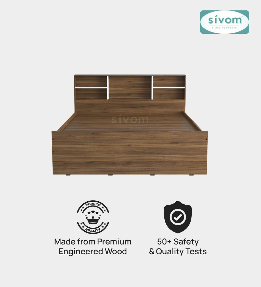Sivom SIVOM Sylvia Box Bed without Storage Engineered Wood Queen Box Bed for Modern Homes | Elegant Design & Premium Finish