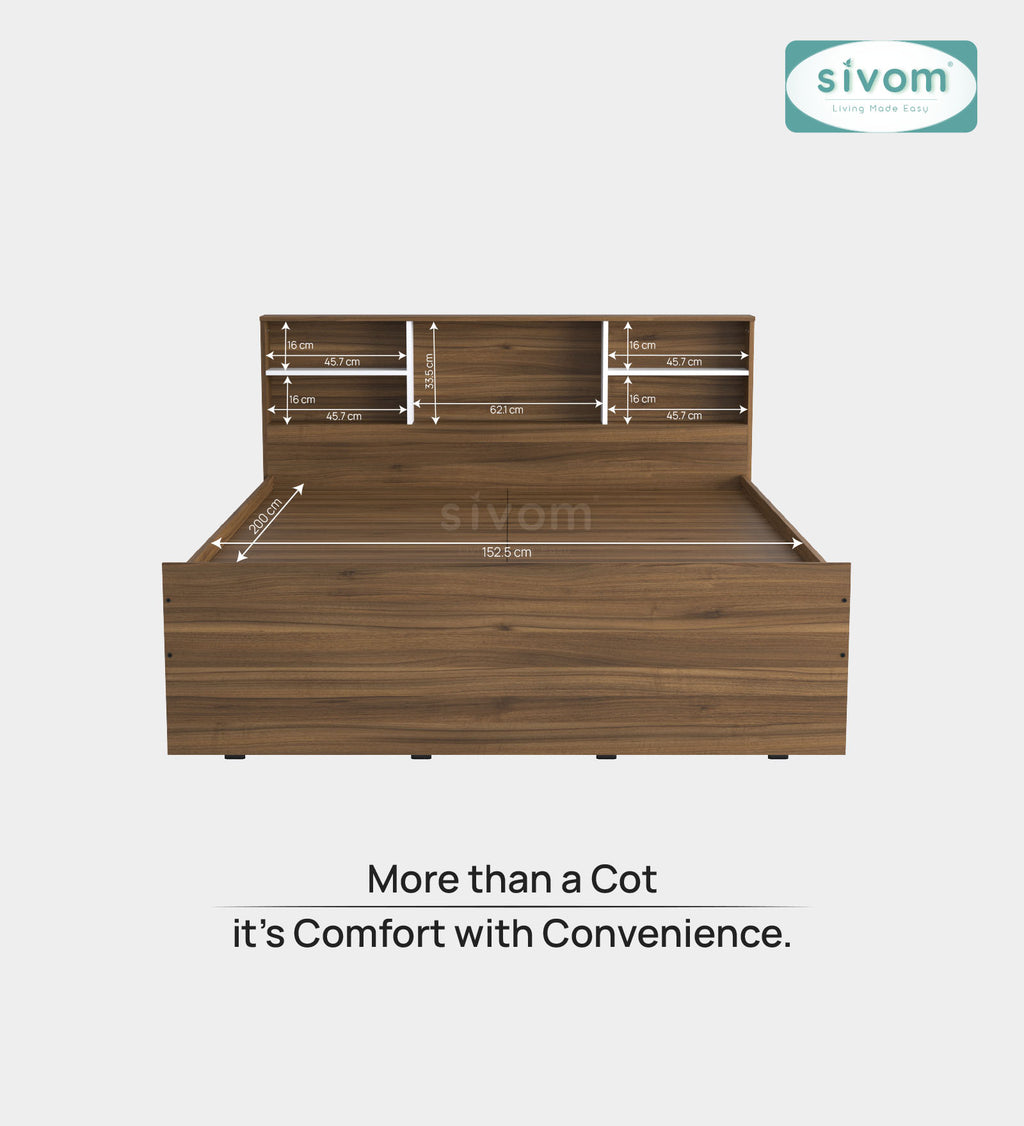 Sivom SIVOM Sylvia Box Bed without Storage Engineered Wood Queen Box Bed for Modern Homes | Elegant Design & Premium Finish