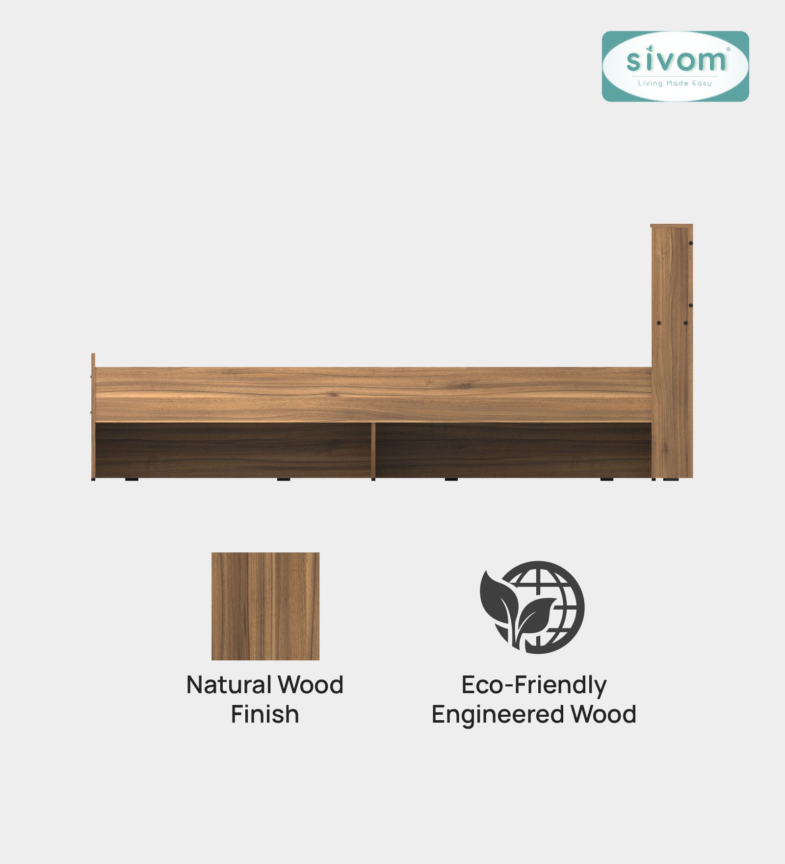 Sivom SIVOM Sylvia Box Bed without Storage Engineered Wood Queen Box Bed for Modern Homes | Elegant Design & Premium Finish