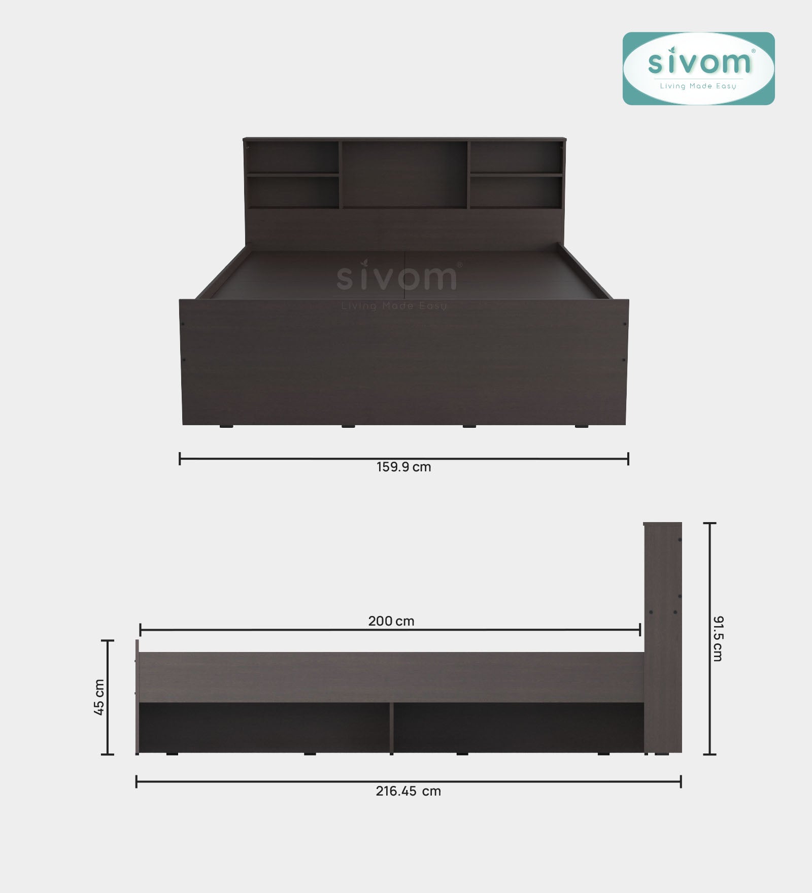 Sivom SIVOM Sylvia Box Bed without Storage Engineered Wood Queen Box Bed for Modern Homes | Elegant Design & Premium Finish