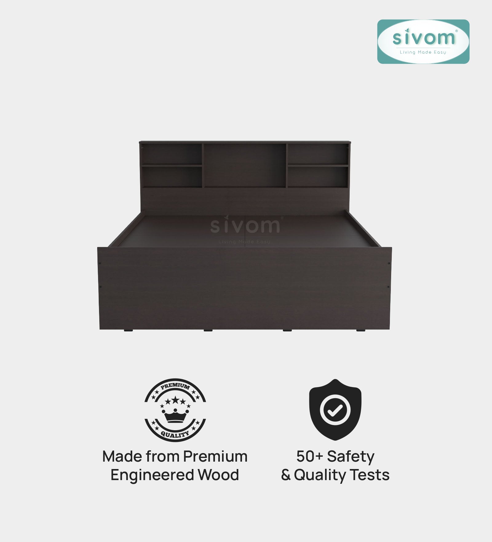 Sivom SIVOM Sylvia Box Bed without Storage Engineered Wood Queen Box Bed for Modern Homes | Elegant Design & Premium Finish