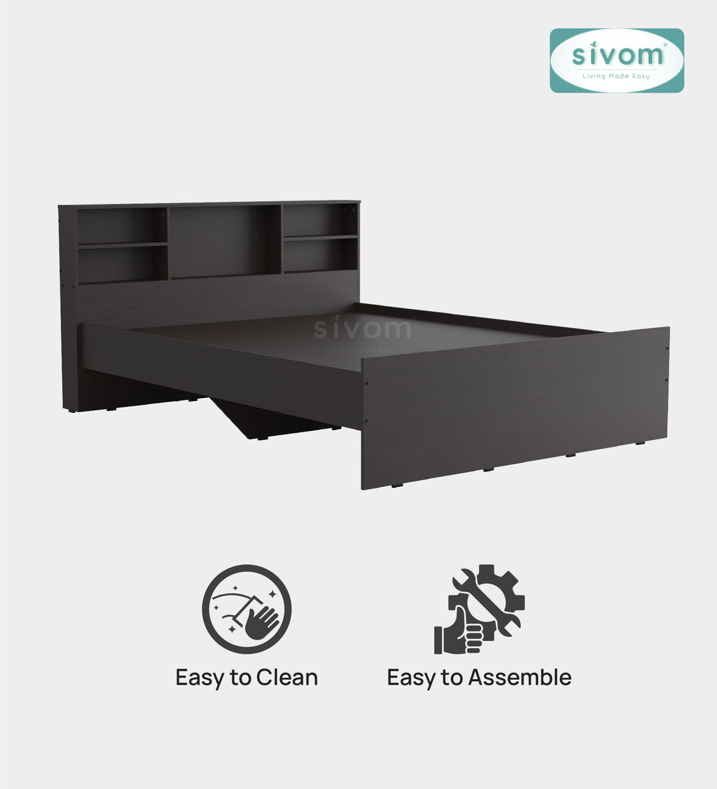 Sivom SIVOM Sylvia Box Bed without Storage Engineered Wood Queen Box Bed for Modern Homes | Elegant Design & Premium Finish