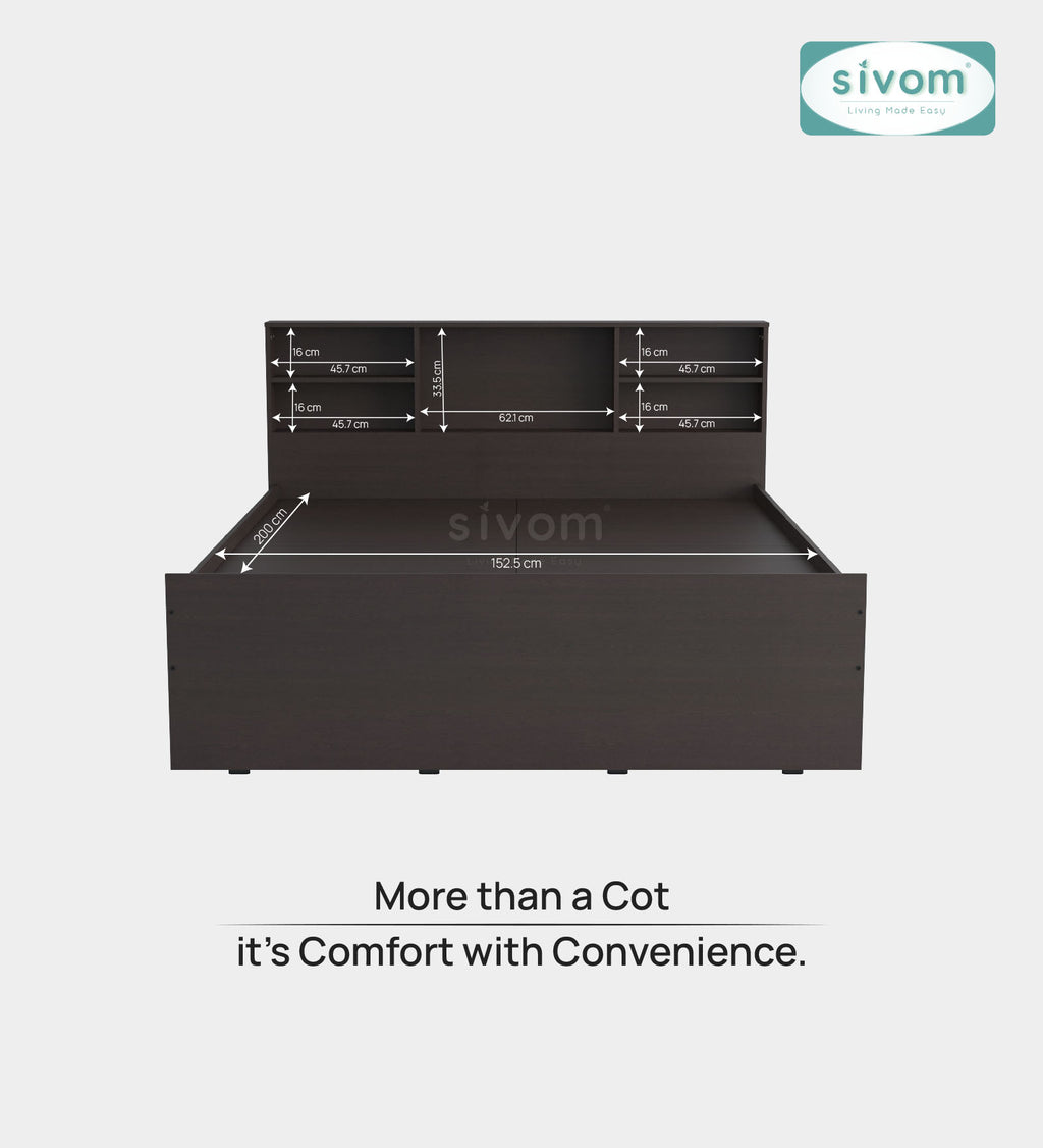 Sivom SIVOM Sylvia Box Bed without Storage Engineered Wood Queen Box Bed for Modern Homes | Elegant Design & Premium Finish