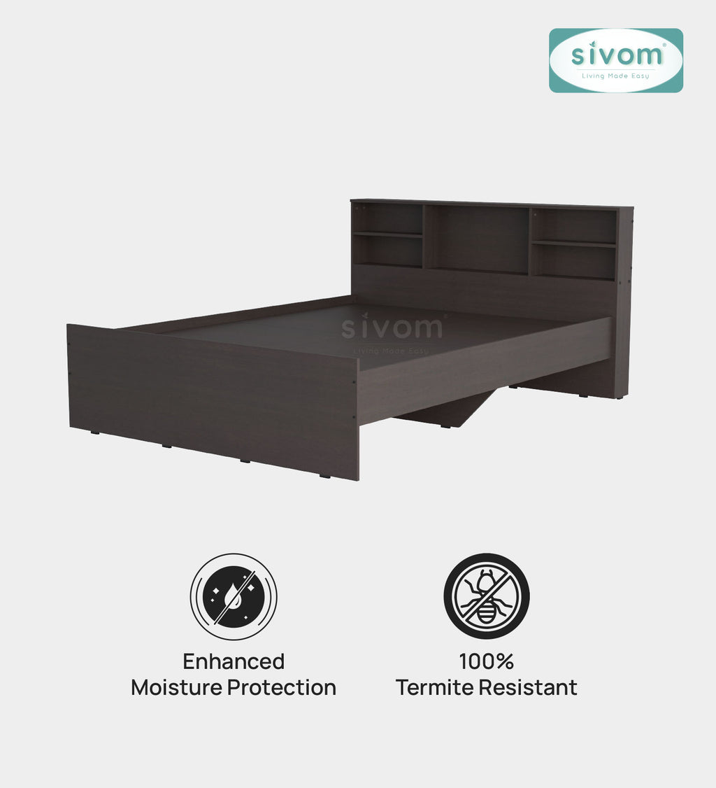 Sivom SIVOM Sylvia Box Bed without Storage Engineered Wood Queen Box Bed for Modern Homes | Elegant Design & Premium Finish