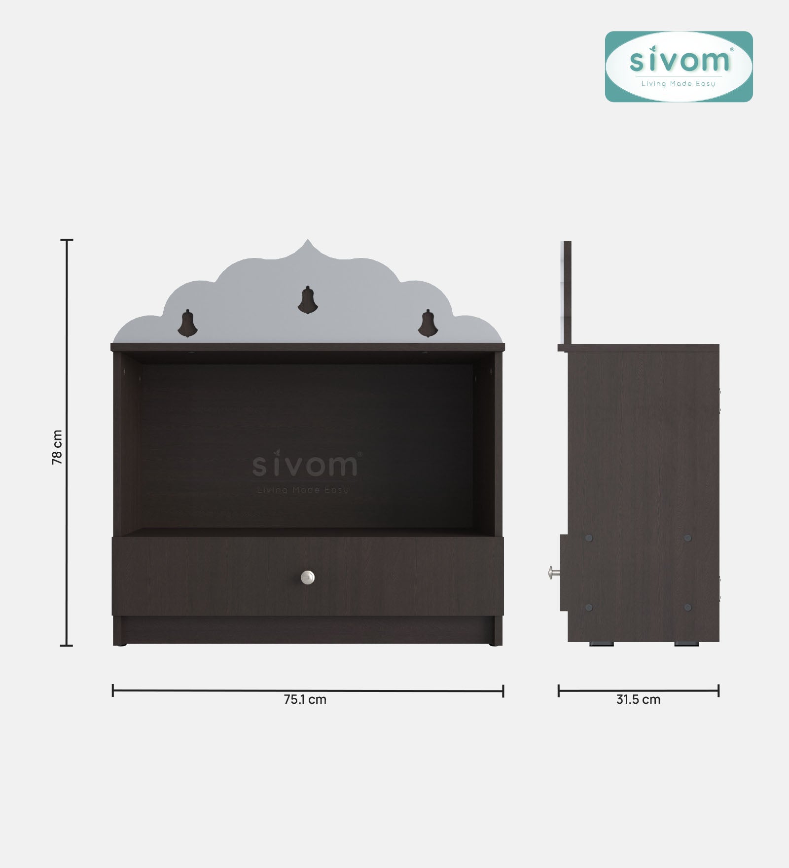 Sivom SIVOM Prime Medium Home Temple/Pooja Unit/Home Mandir/ Engineered Wood Home Temple (Height: 78, Knock Down) for Modern Homes | Elegant Design & Premium Finish
