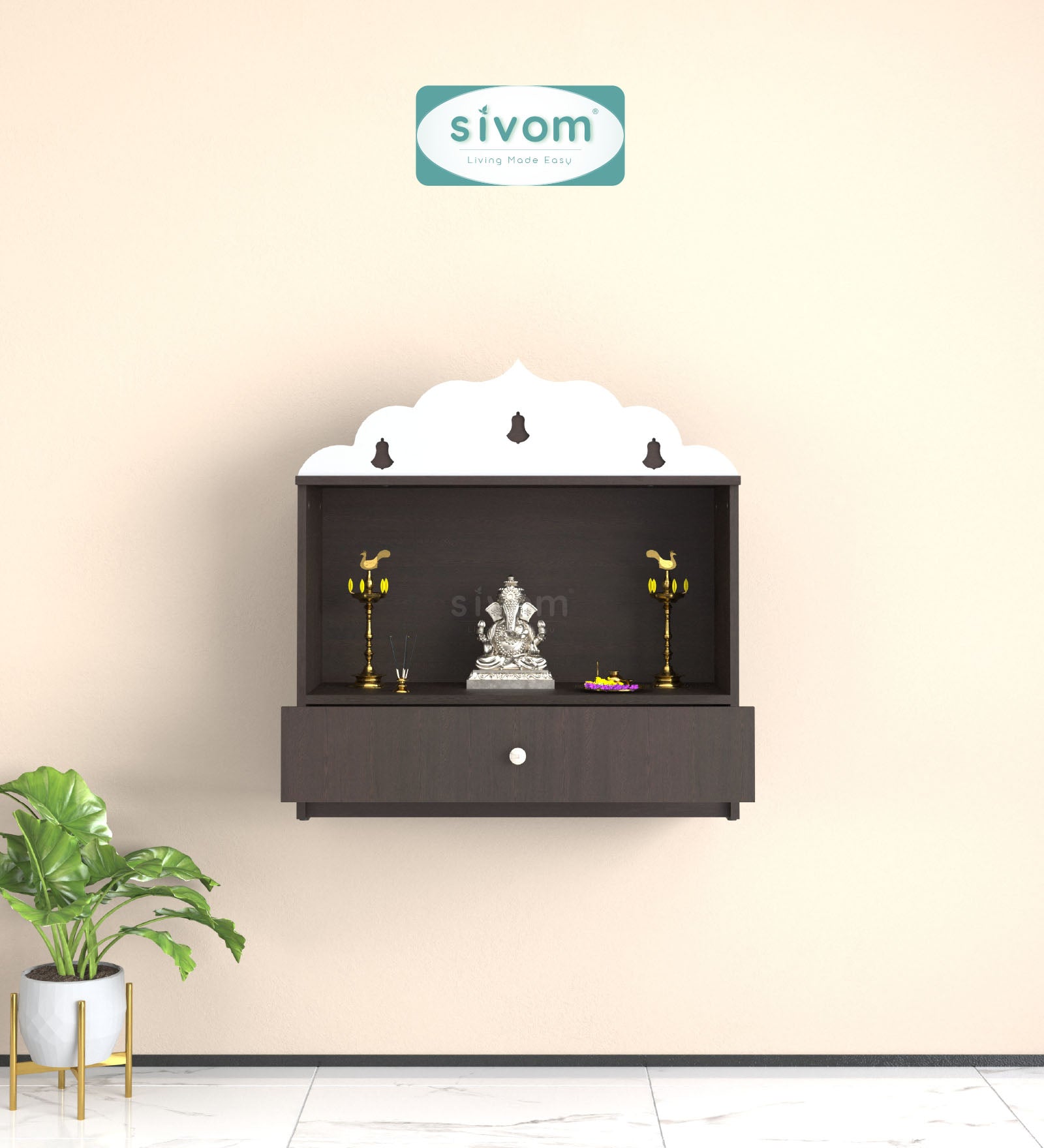 Sivom SIVOM Prime Medium Home Temple/Pooja Unit/Home Mandir/ Engineered Wood Home Temple (Height: 78, Knock Down) for Modern Homes | Elegant Design & Premium Finish