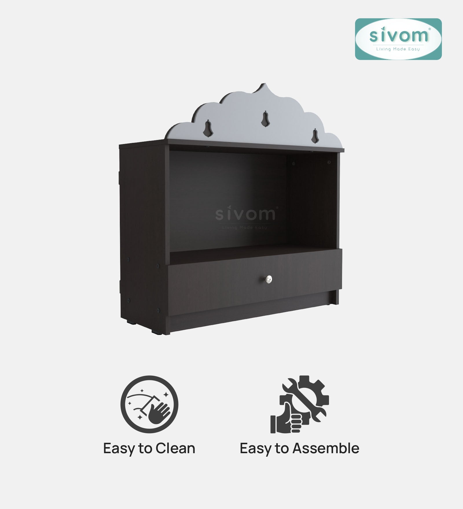 Sivom SIVOM Prime Medium Home Temple/Pooja Unit/Home Mandir/ Engineered Wood Home Temple (Height: 78, Knock Down) for Modern Homes | Elegant Design & Premium Finish