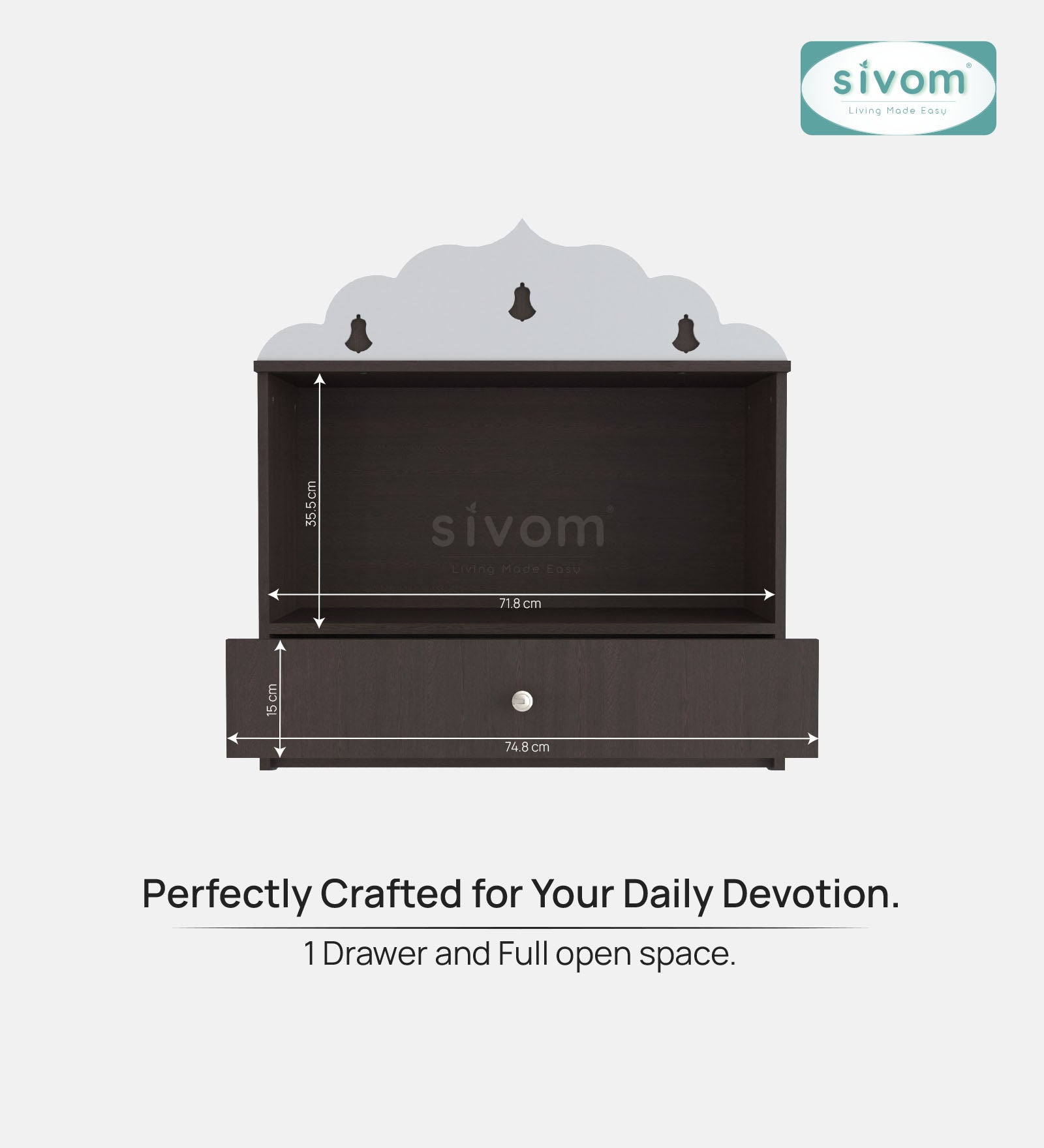 Sivom SIVOM Prime Medium Home Temple/Pooja Unit/Home Mandir/ Engineered Wood Home Temple (Height: 78, Knock Down) for Modern Homes | Elegant Design & Premium Finish