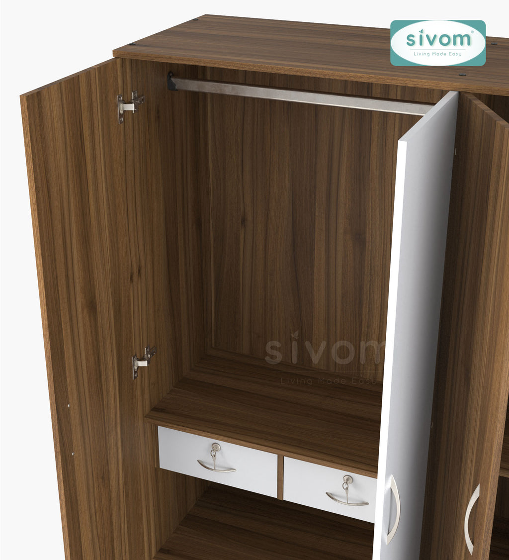 Sivom furniture SIVOM Syntax Multipurpose 4 Door Closet Engineered Wood 4 Door Wardrobe for Modern Homes | Elegant Design & Premium Finish