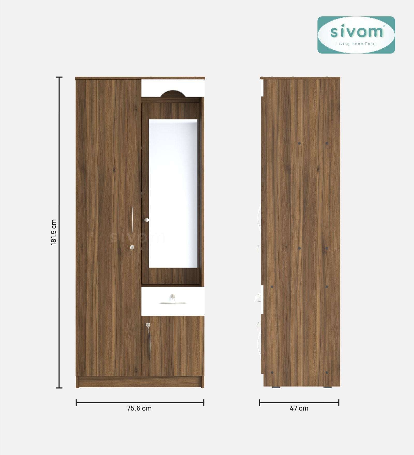 Sivom SIVOM Syntax Multipurpose 2 Door Wardrobe / Engineered Wood 2 Door Wardrobe for Modern Homes | Elegant Design & Premium Finish