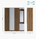 Sivom furniture SIVOM Syntax Multipurpose 4 Door Closet Engineered Wood 4 Door Wardrobe for Modern Homes | Elegant Design & Premium Finish