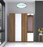 Sivom furniture SIVOM Syntax Multipurpose 4 Door Closet Engineered Wood 4 Door Wardrobe for Modern Homes | Elegant Design & Premium Finish
