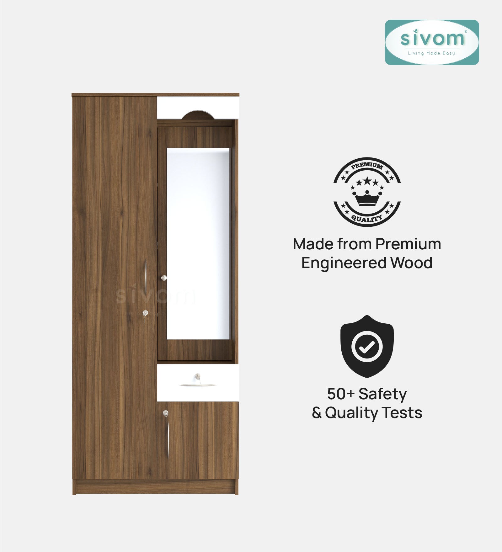 Sivom SIVOM Syntax Multipurpose 2 Door Wardrobe / Engineered Wood 2 Door Wardrobe for Modern Homes | Elegant Design & Premium Finish