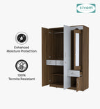 Sivom SIVOM Syntax Multipurpose 3 Door Wardrobe / Spacious Shelves with Hanging Rail Engineered Wood 3 Door Wardrobe for Modern Homes | Elegant Design & Premium Finish