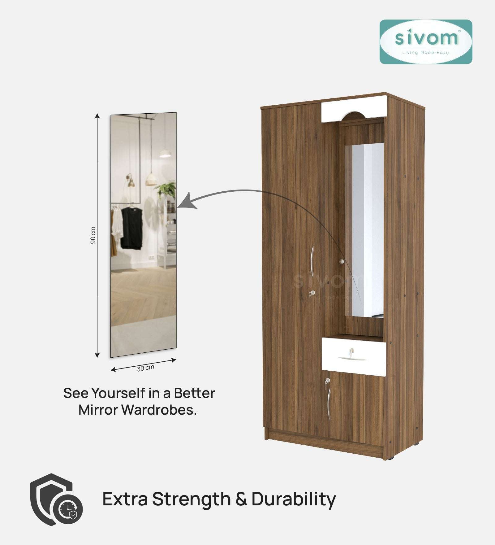 Sivom SIVOM Syntax Multipurpose 2 Door Wardrobe / Engineered Wood 2 Door Wardrobe for Modern Homes | Elegant Design & Premium Finish