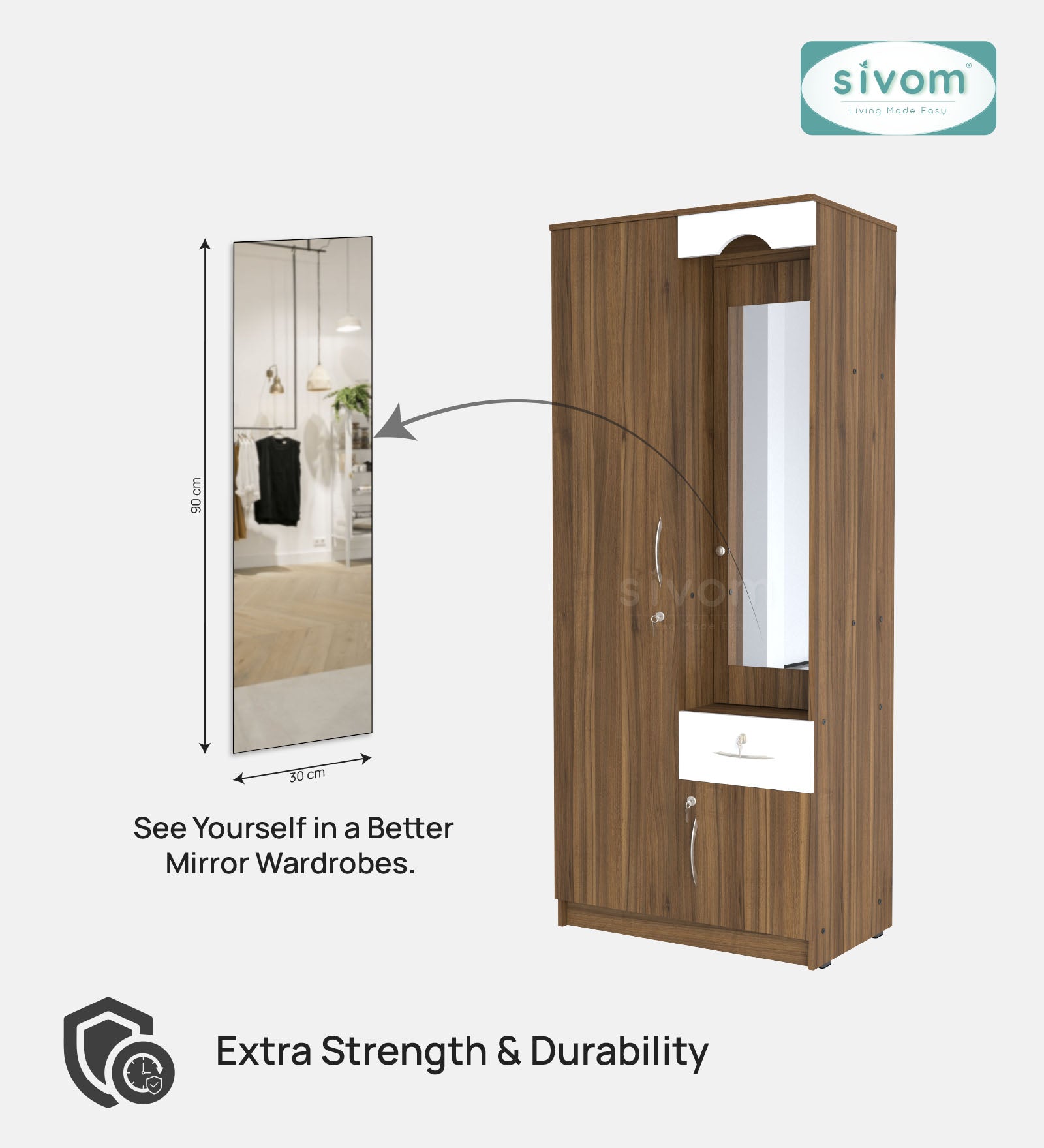 Sivom SIVOM Syntax Multipurpose 2 Door Wardrobe / Engineered Wood 2 Door Wardrobe for Modern Homes | Elegant Design & Premium Finish