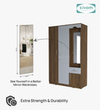 Sivom SIVOM Syntax Multipurpose 3 Door Wardrobe / Spacious Shelves with Hanging Rail Engineered Wood 3 Door Wardrobe for Modern Homes | Elegant Design & Premium Finish