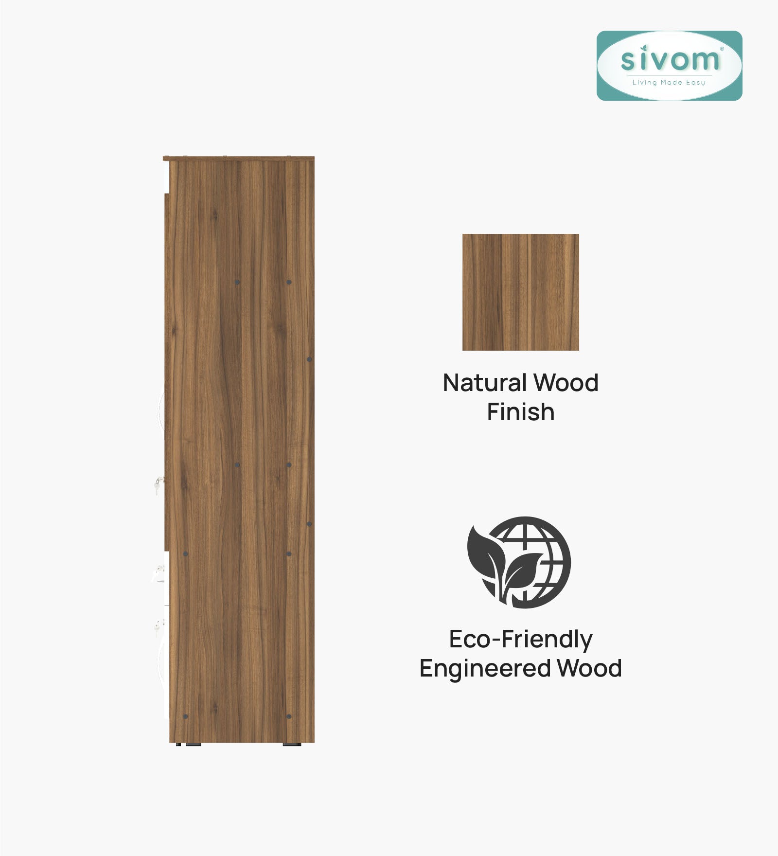 Sivom furniture SIVOM Syntax Multipurpose 4 Door Closet Engineered Wood 4 Door Wardrobe for Modern Homes | Elegant Design & Premium Finish