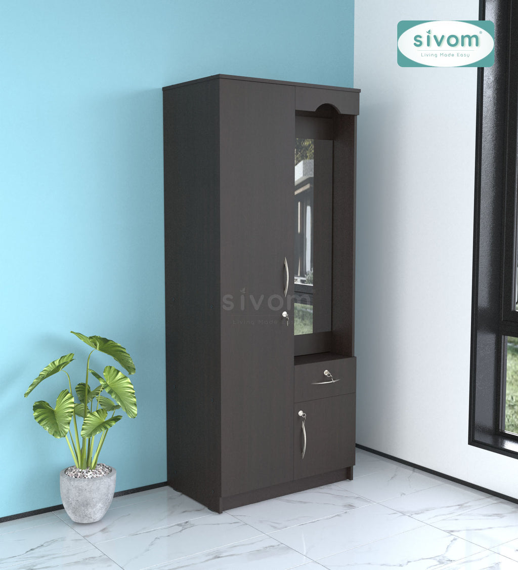 Sivom SIVOM Syntax Multipurpose 2 Door Wardrobe / Engineered Wood 2 Door Wardrobe for Modern Homes | Elegant Design & Premium Finish