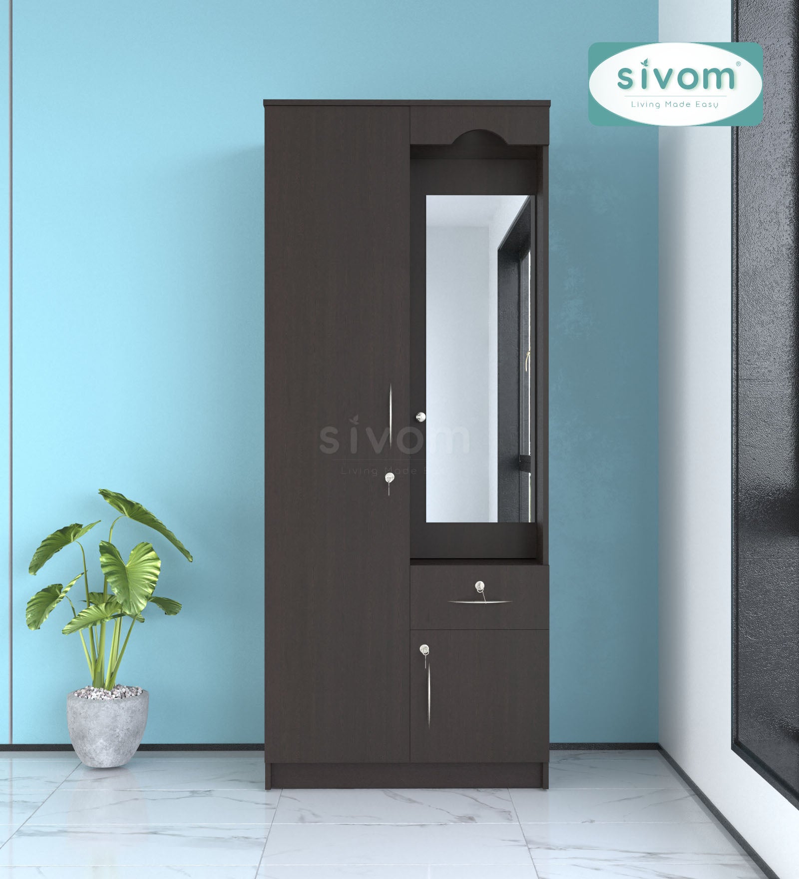Sivom SIVOM Syntax Multipurpose 2 Door Wardrobe / Engineered Wood 2 Door Wardrobe for Modern Homes | Elegant Design & Premium Finish